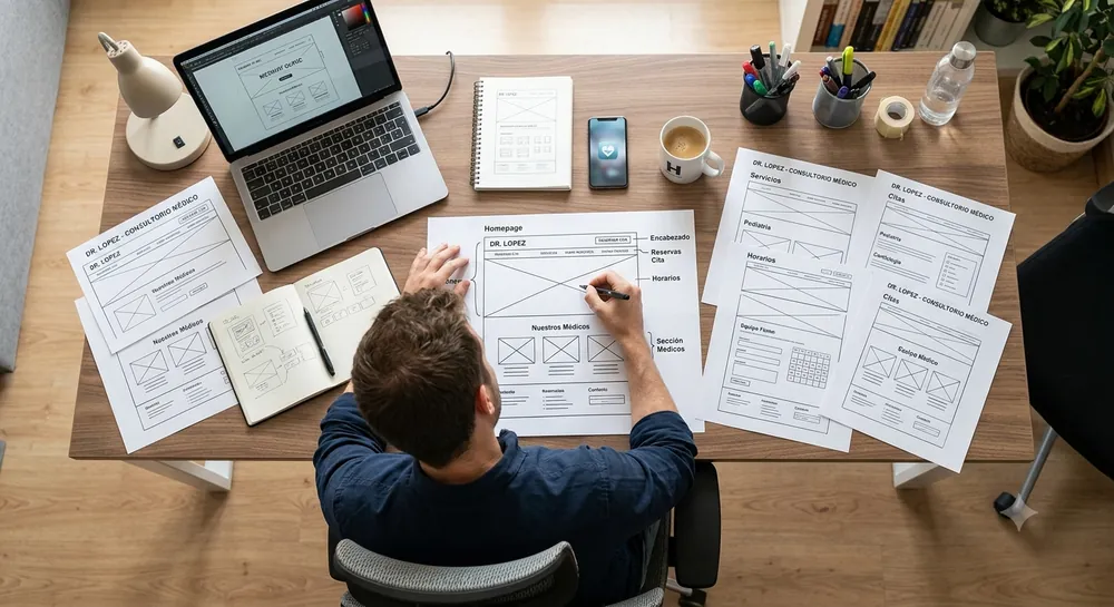 Website Redesign Checklist: 7 Things to Review Before You Start 1 Team reviewing analytics and wireframes